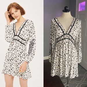 Topshop Floral Embroidered Tea Dress